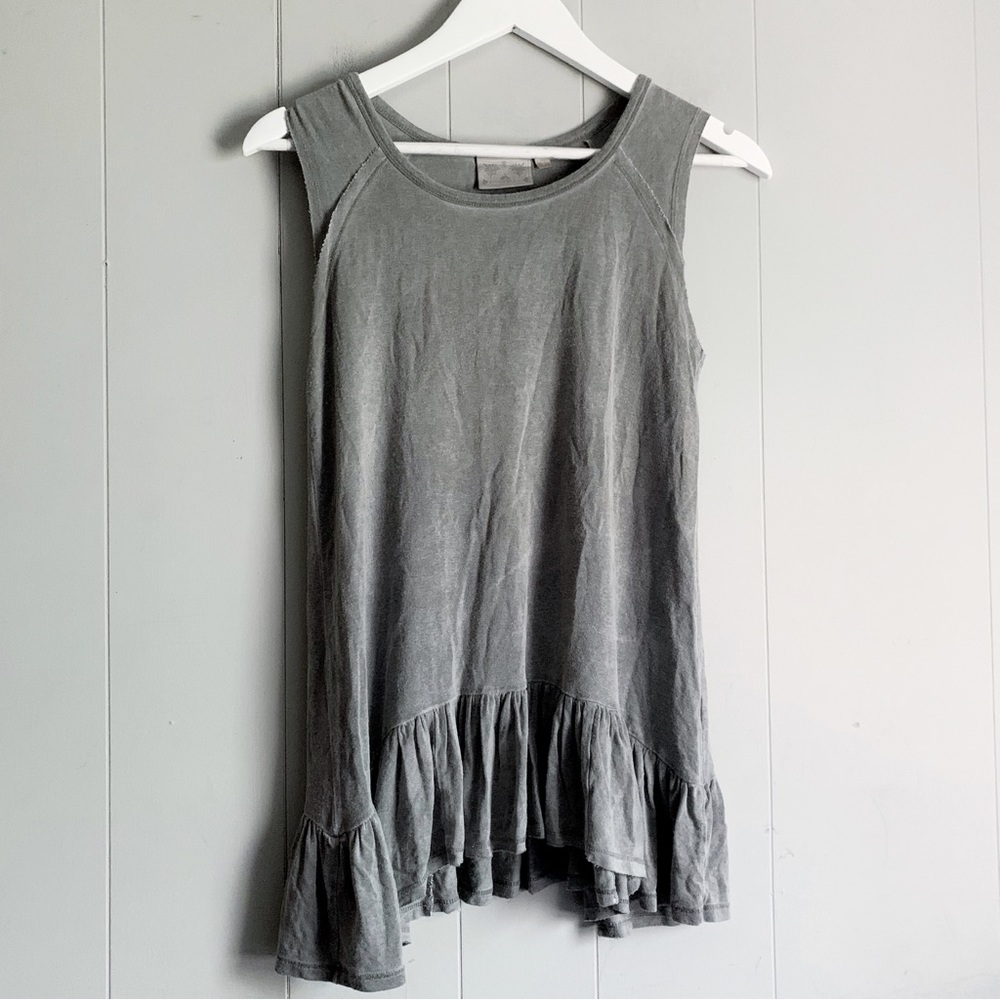 ANTHROPOLOGIE Dantelle Gray Sleeveless Peplum Tunic Top S